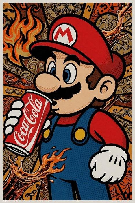 ROW - Mario Coca-Cola - ÉDITION UNIQUE 1/1 SIGNÉE COA -, Spelcomputers en Games, Spelcomputers | Overige Accessoires