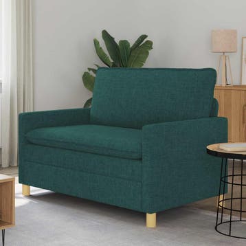 vidaXL Bank 2-zits Donkergroen 126 x 81 x 87,5 cm Stof, Huis en Inrichting, Verzenden, Minder dan 150 cm, Stof, Nieuw