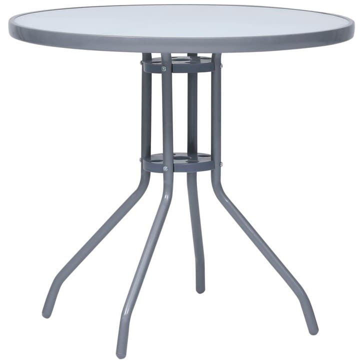 vidaXL Tuintafel 80 cm staal en glas lichtgrijs, Tuin en Terras, Tuintafels, Nieuw, Verzenden