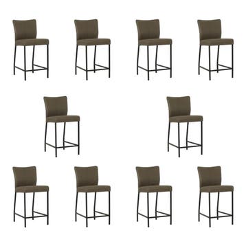 Set van 10 Leren barkrukken Revolt laag - Toledo Moss, Huis en Inrichting, Barkrukken, Ophalen of Verzenden, Nieuw, Leer, 90 cm of meer