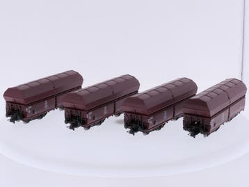 Schaal H0 Roco 67083 4-delige set zelflossende wagons met..., Gelijkstroom, Wagon, Ophalen of Verzenden, Zo goed als nieuw