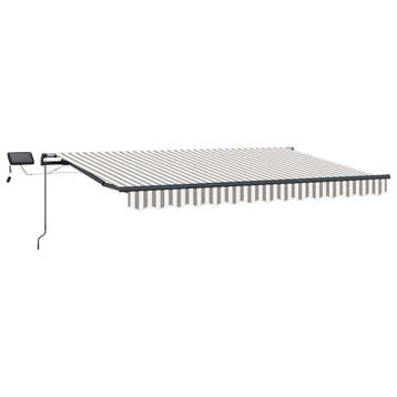 vidaXL Handmatig knikarmscherm met solar LED 3,5 x 2,5 m, Verzenden, Nieuw