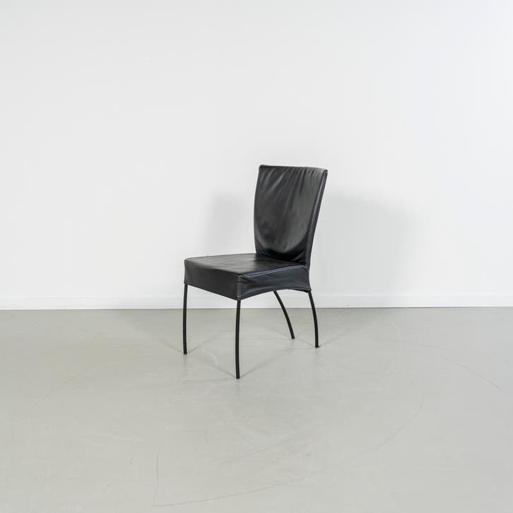 6x Montis Spica Stoel Zwart Leder - Zwart Frame, Huis en Inrichting, Stoelen, Zwart, Nieuw, Leer, Metaal, Ophalen