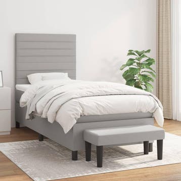 vidaXL Boxspring met matras stof lichtgrijs 90x190 cm, 90 cm, Eenpersoons, Verzenden, Nieuw