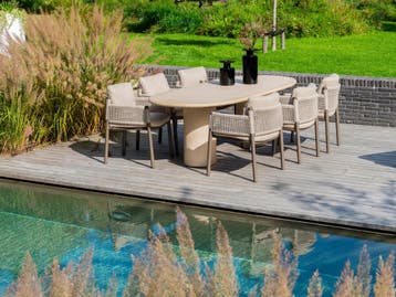 4SO Savanne/Hampton 6-persoons ovale tuinset 240x105 cm. -, Verzenden, Nieuw, Overige materialen, Tuinset