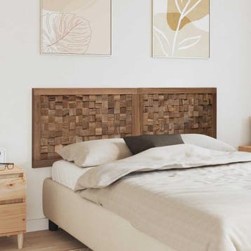 vidaXL Bed Hoofdbord Naturel Massief Teakhout, Verzenden, Nieuw, Bruin, Hout