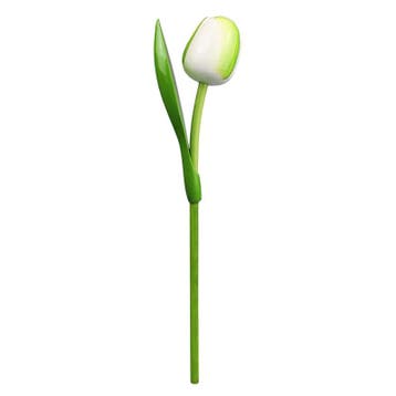 Houten tulp op steel 34 cm White green, Ophalen of Verzenden, Nieuw