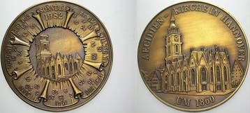 Brons medaille 1982 Kalendermedaille der Stadts Hannover,..., Verzenden