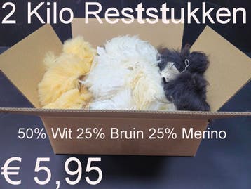 Schapenvacht 2 Kilo RESTSTUKKEN voor hobby of knutselen 5,95, Hobby en Vrije tijd, Ophalen of Verzenden, Nieuw
