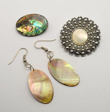 925 zilver Abalone schelp broche, parelmoer MOP-broche, MOP