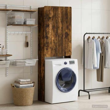 vidaXL Toiletkast ZWOLLE Gerookt eiken 66 x 25,5 x 190 cm, Verzenden, Nieuw