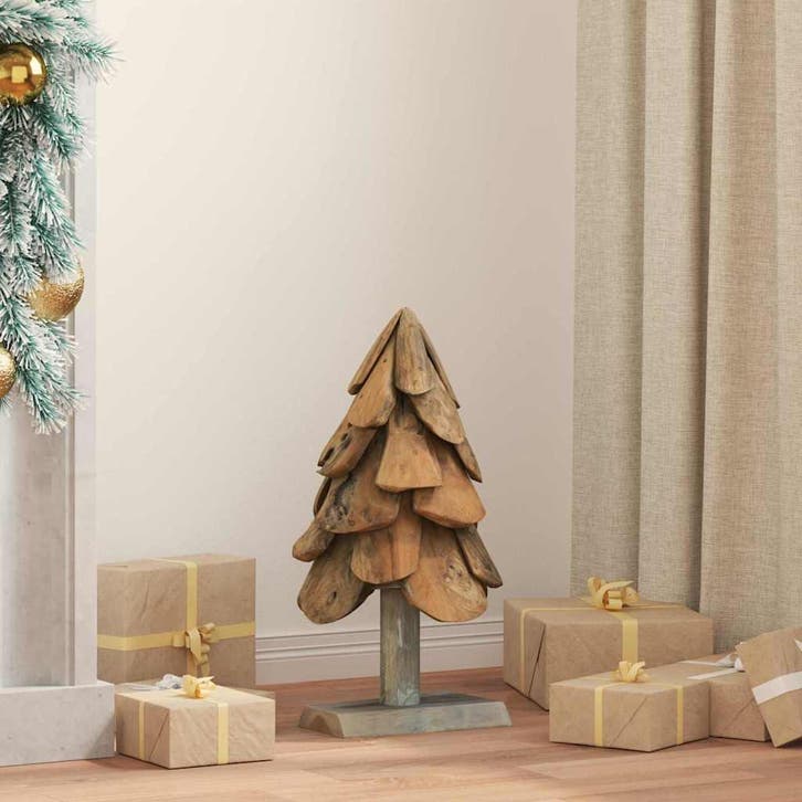 vidaXL Kerstboom Bruin 61 cm Massief teakhout, Diversen, Kerst, Nieuw, Verzenden