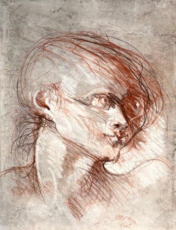 Robert Detheux (1932-2010) - Portrait Surréaliste en Profil, Antiek en Kunst
