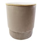 poef fluweel goud champagne 38x38x45cm, Verzenden, Nieuw