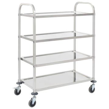 vidaXL Keukentrolley 4-laags 107x55x125 cm roestvrij staal, Verzenden, Nieuw