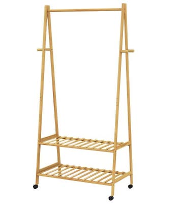 Kledingrek bamboe met wielen 155x70x45cm (Meubelen), Verzenden
