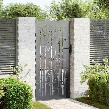 vidaXL Tuinpoort 85 x 175 cm Poedergecoat staal Zwart, Verzenden, Nieuw
