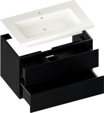 2dekans | Mirlux Badkamermeubel Zwart Eiken 80 cm - Wastafel, Ophalen of Verzenden, Zo goed als nieuw