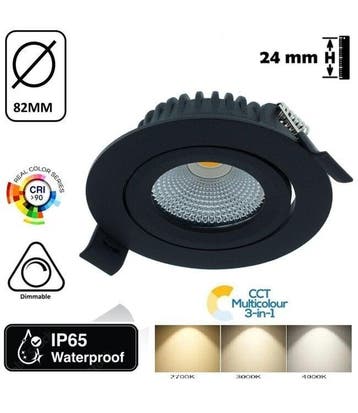 Inbouw LED Spot Zwart | 6 Watt | Dimbaar | Badkamer geschikt, Ophalen of Verzenden, Nieuw, Minder dan 50 watt, Armatuur