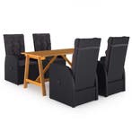 vidaXL 5-delige Tuinset zwart, 4 zitplaatsen, Nieuw, Tuinset, Verzenden
