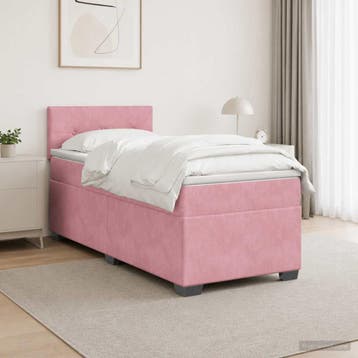 vidaXL Boxspringbed met matras Roze 100 x 200 cm Fluweel, Verzenden, Nieuw, Eenpersoons, Stof