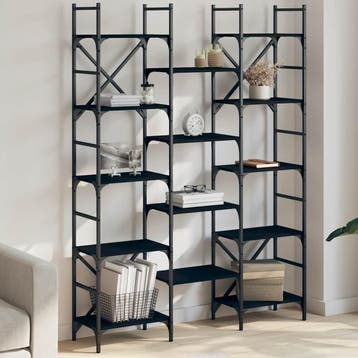 vidaXL Boekenkast 127,5x28,5x172,5 cm bewerkt hout zwart, Verzenden, Nieuw, Overige houtsoorten