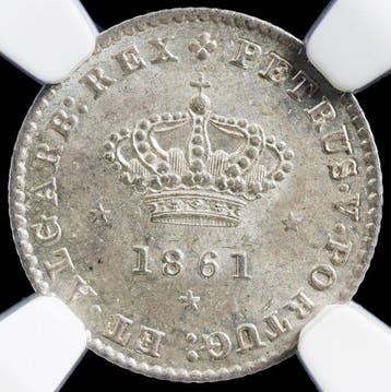 Portugal. D. Pedro V (1853-1861). 50 Reis 1861 - NGC - MS 64