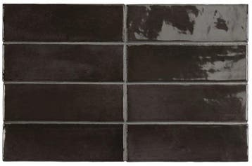Wandtegel Equipe Ceramica Coco Black Hat Zwart Glans 5x15, Doe-het-zelf en Verbouw, Tegels, Nieuw, Minder dan 20 cm, 10 m² of meer