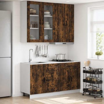 vidaXL Keukenblok PORTO 4 st Gerookt eiken Bewerkt hout, Verzenden, Nieuw, Bruin
