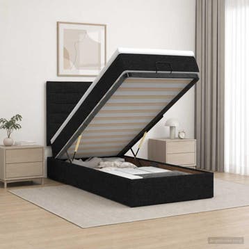 vidaXL Ottoman bed met matras met hoofdeinde Zwart 90 x 200, Verzenden, Nieuw, Eenpersoons, Zwart