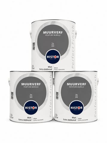 Histor Mat muurverf Tin SET 3x2,5L – nieuw, 5 tot 10 liter, Verzenden, Nieuw, Verf