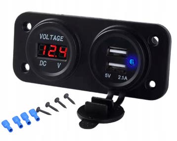 Accu voltmeter + 2 USB poorten - PLS37B, Ophalen of Verzenden, Nieuw