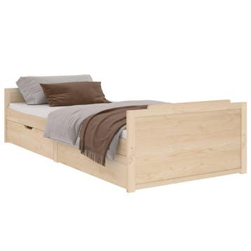 Bed met lades 90x200 - Grenenhout | Tweedekansje | OP=OP, 90 cm, Ophalen of Verzenden, Zo goed als nieuw, 200 cm