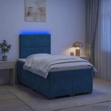 vidaXL Boxspringbed met matras Blauw 120 x 200 cm Fluweel, Nieuw, Twijfelaar, Stof, Verzenden