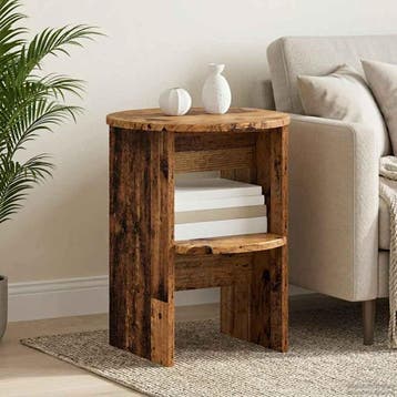 vidaXL Bijzetkast 2 pcs Oudhout Ø40 x 50 cm Geconstrueerd, Verzenden, Nieuw, Overige houtsoorten, Minder dan 100 cm