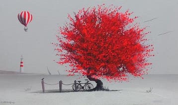 Andrea Candreva (XX-XXI) - Lalbero rosso, Antiek en Kunst, Kunst | Schilderijen | Klassiek