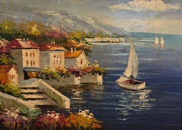 Italiaanse school (XX) - Grande veduta di mare, Antiek en Kunst