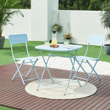 Klapstoel Sande set van 2 tuinstoelen 84,5x42x50 cm lichtbla, Verzenden, Nieuw