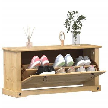 vidaXL Schoenenkast Corona 99x32x47 cm massief grenenhout, Verzenden, Nieuw