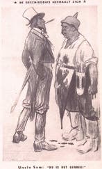 Uncle Sam en Duitsland als slager op spotprent (lijst optie), Verzamelen, Militaria | Tweede Wereldoorlog, Verzenden