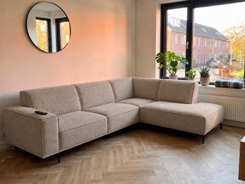 Hoekbank Huizen - hoekbanken - Taupe, Nieuw, 150 cm of meer, Stof, 250 tot 300 cm