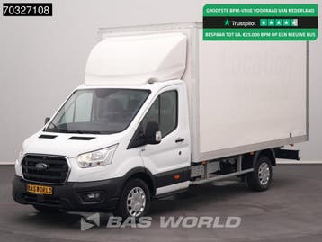 Ford Transit 130pk Bakwagen Achterdeuren Navi Airco Cruise E, Stof, Gebruikt, Euro 6, Wit