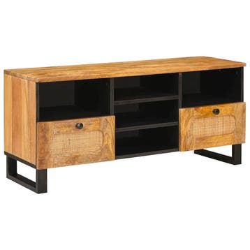 vidaXL TV-kast met lade Bruin 100 x 33 x 46 cm Massief Mango, Huis en Inrichting, Verzenden, Nieuw