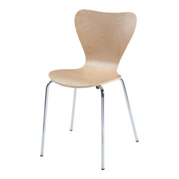 Eetkamerstoel Essunga 80x48x46 cm set van 4 naturel en chroo, Huis en Inrichting, Stoelen, Verzenden, Nieuw
