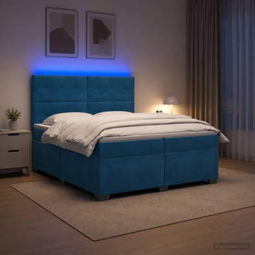 vidaXL Boxspringbed met matras Blauw 200 x 200 cm Fluweel, Stof, Verzenden, Blauw, Nieuw