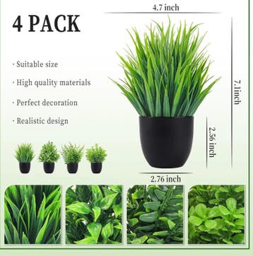 Set van 4 Kleine Kunstplanten – Decoratie voor Tafelen Badka