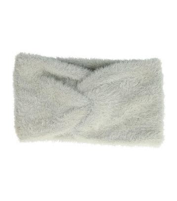 Haarband Twist 10cm – Effen Kleur – Gebreide Stof – Grijs, Nieuw