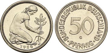 50 Pfennige 1950 G Brd, Verzenden