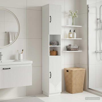 vidaXL Badkamerkast met Open Plank HOORN Wit 30 x 31 x 187, Verzenden, Nieuw