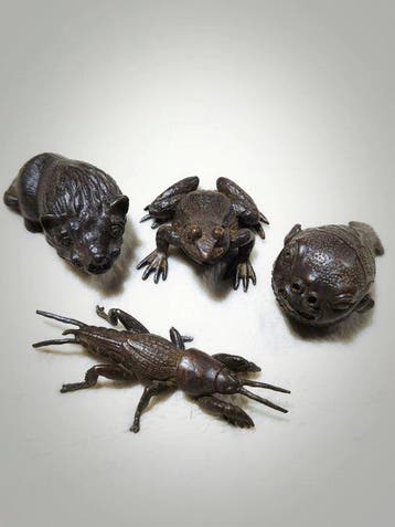 Tea pet ornament set - Beeld Koper - Japan (Zonder